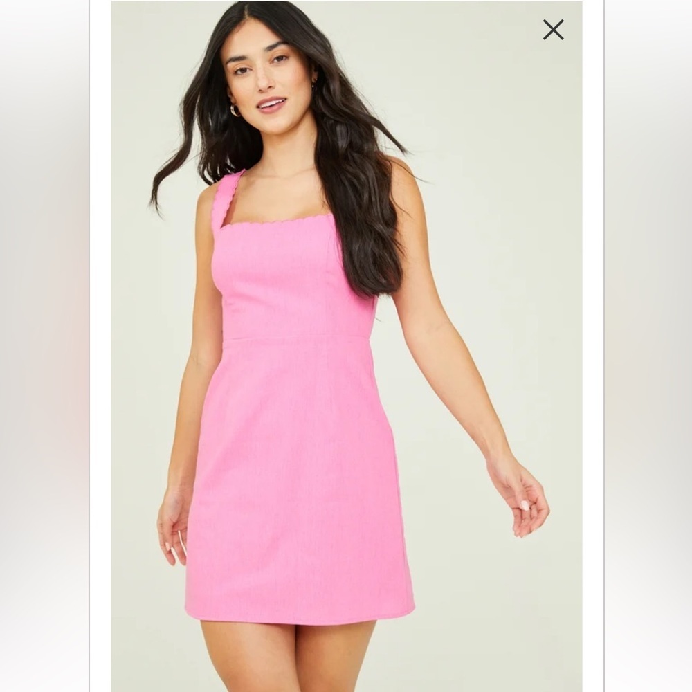 New with tags altard state Skye scallop linen dress in pink - Picture 3 of 3